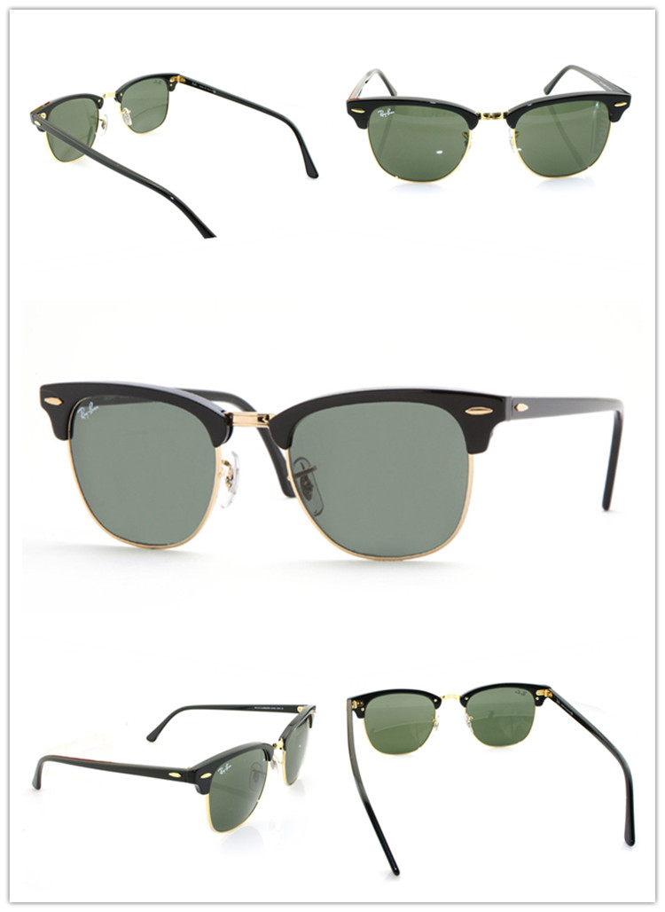 rayban雷朋俱乐部系列0rb3016w036549黑色镜架搭配墨绿色镜片