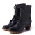 AICCO新款高档奢华头层牛皮女靴子马丁女靴中跟女靴绑带93A-01黑色 39