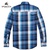 SPORTICA 春季新品双袋男士长袖衬衫 学院风格子纯棉(蓝色 XL)第2张高清大图