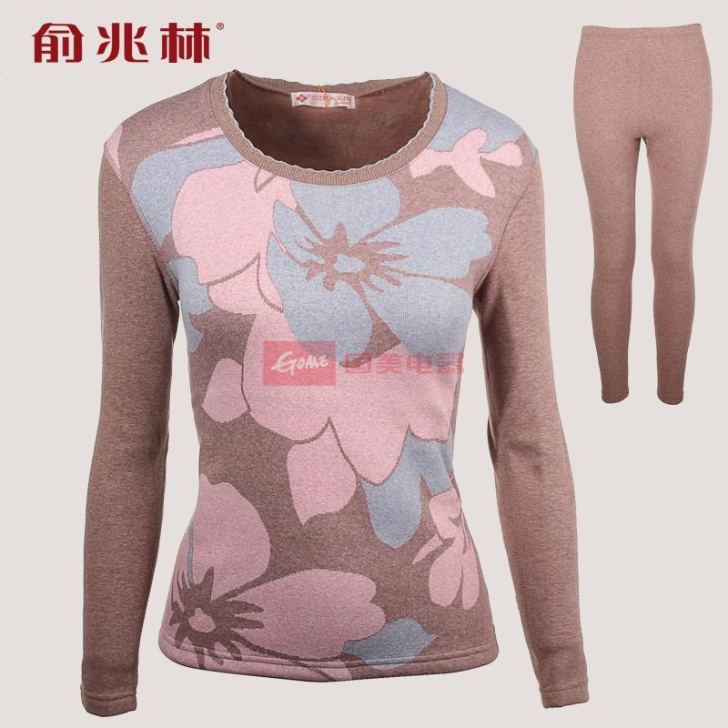 【俞兆林保暖内衣气质驼色l图片】俞兆林 臻品羊绒风尚提花护膝保暖内