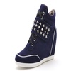 莫蕾蔻蕾隐形内增高欧美时尚坡跟女鞋金属装饰单鞋保暖柳岩A13(蓝色 35)