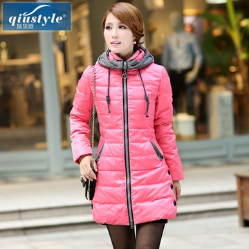 qiustyle2013秋冬装新款中长简约加厚羽绒服女