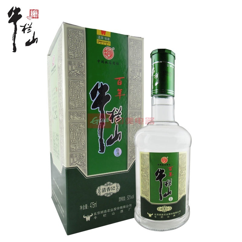 52°百年牛栏山清香白酒475ml