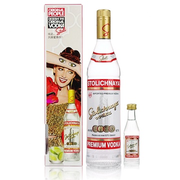 洋酒/礼盒装 苏连红伏特加红牌stolichnaya vodka 750