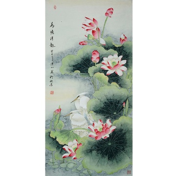 著名工笔花鸟画家 张洪山《荷塘情趣》