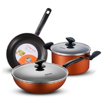 苏泊尔SUPOR无油烟不粘炒锅煎锅汤锅三件套T1127T套装锅燃气专用