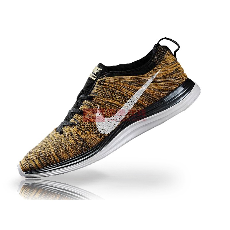 耐克登月5代飞线 耐克 nike flyknit lunar1 男鞋(棕白色 44)