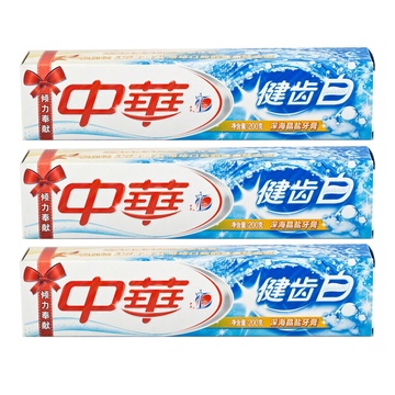 联合利华出品 中华优加健齿白深海晶盐牙膏200g*3