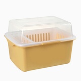 家英 带盖欧式沥水碗架餐具收纳盒-A241-3米色（DA1116）