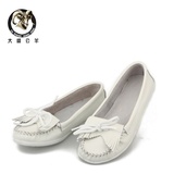 大盛公羊DS123 夏季新款韩版平底单鞋 休闲真牛皮女鞋潮流时尚英伦小白鞋(白色 39)