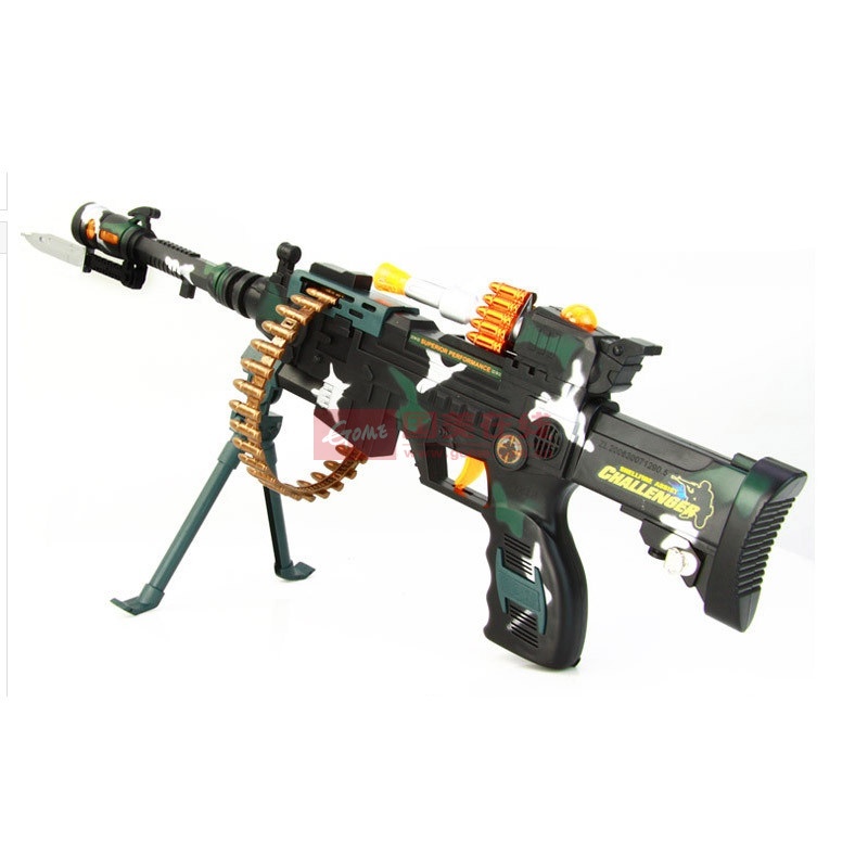 活石儿童玩具枪电动机关枪仿真枪冲锋枪模型可组装拆卸