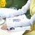 韩版夏季长款女式开车防紫外线蕾丝袖套 双层防晒护袖（压皱雪纺款）(淡蓝)第3张高清大图