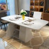 华纳斯 餐桌 伸缩饭桌餐椅组合 餐桌餐椅套装(白玻璃 1.4米白玻璃餐桌+4张A款椅预售)