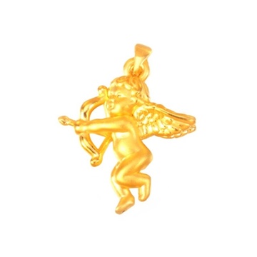 先恩尼 3d硬金 黄金吊坠 丘比特黄金项链 坠 天使 黄金吊坠 女款 金饰