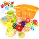 过家家玩具 水果VS蔬 菜切切看 仿真餐具 厨房玩具套装 AF01370(水果款篮子颜色随机发)