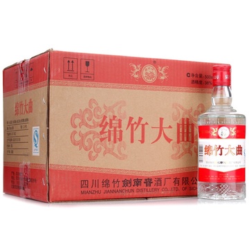 绵竹大曲(简装) 500ml*12瓶 浓香型白酒(38度 整箱)