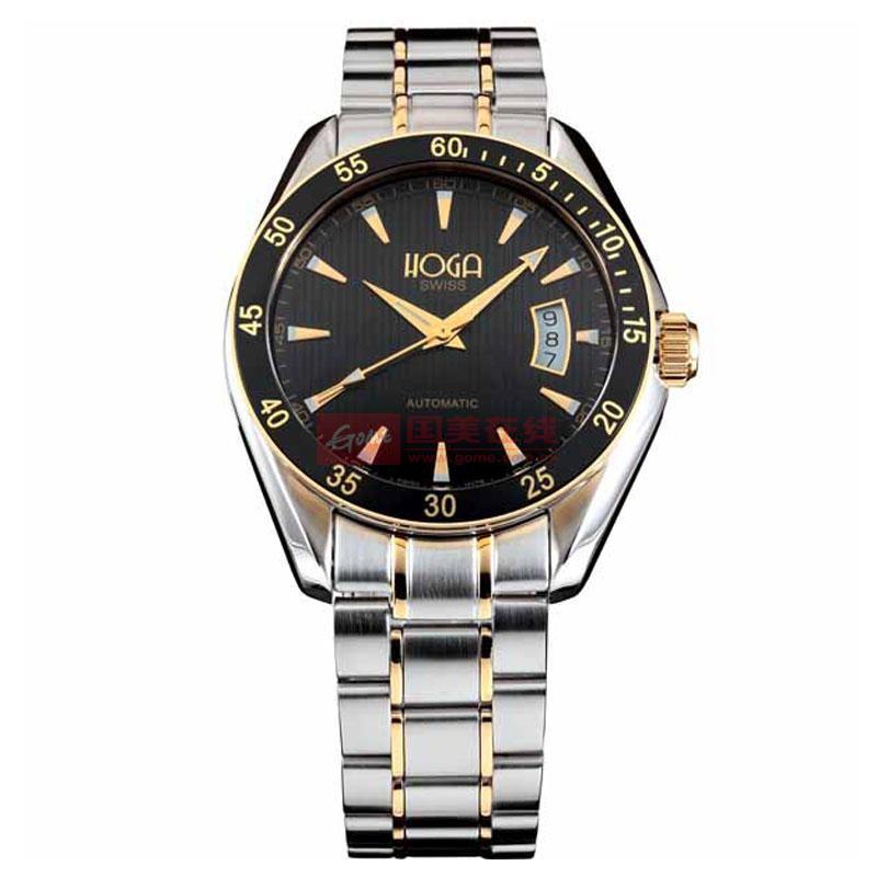 【皇爵时尚品牌表黑色图片】皇爵 (hoga) 男款挑战未来机械表 hg815a