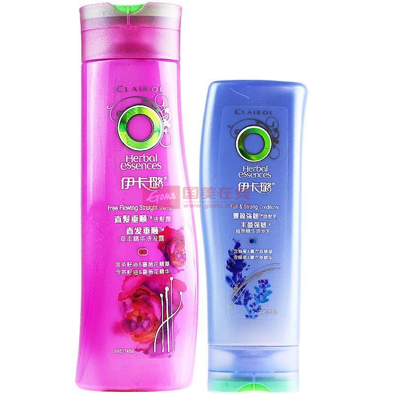 伊卡璐clairol直发垂顺洗发露丰盈强韧植物精华护发素套装(洗发露335