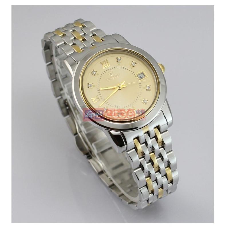 名盾正品 超薄全自动机械手表 男士手表 带夜光 蓝宝石镜面 金色