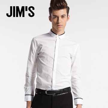 JIMS吉牡春夏新品英伦风格修身长袖衬衫 JEC1312642(170/88)
