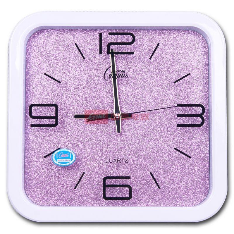 康巴丝静音时尚客厅时钟表 创意璀璨炫闪挂钟c2594 紫色图片展示-国美