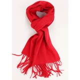 恒源祥 羊绒混纺纯色加厚保暖围巾  中国红