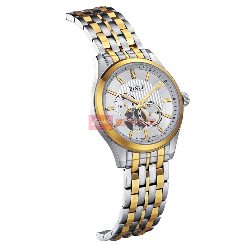 【宾利by6002瑞士品牌表白面间金女表】宾利手表原装进口机芯全自动