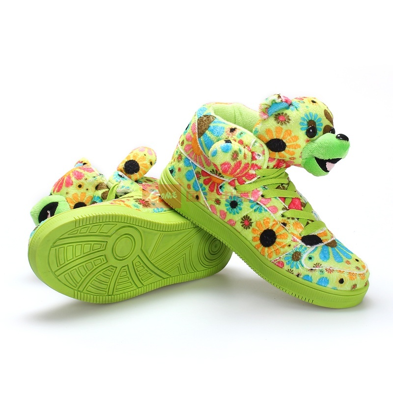 高邦鞋 日常休闲厚底鞋 海绵鞋 卡通头鞋舌 学生可爱板鞋保暖鞋(荧光