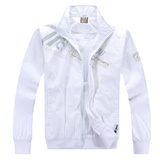 凯仕达 男女情侣款运动服立领开胸休闲运动套装KA11905-1(女 白色（上衣） 女款/XL)