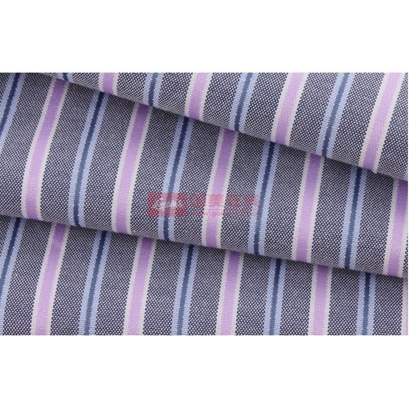 春夏新款经典免烫短袖衬衫时尚商务男装多色可选保罗(蓝紫灰宽条 43)