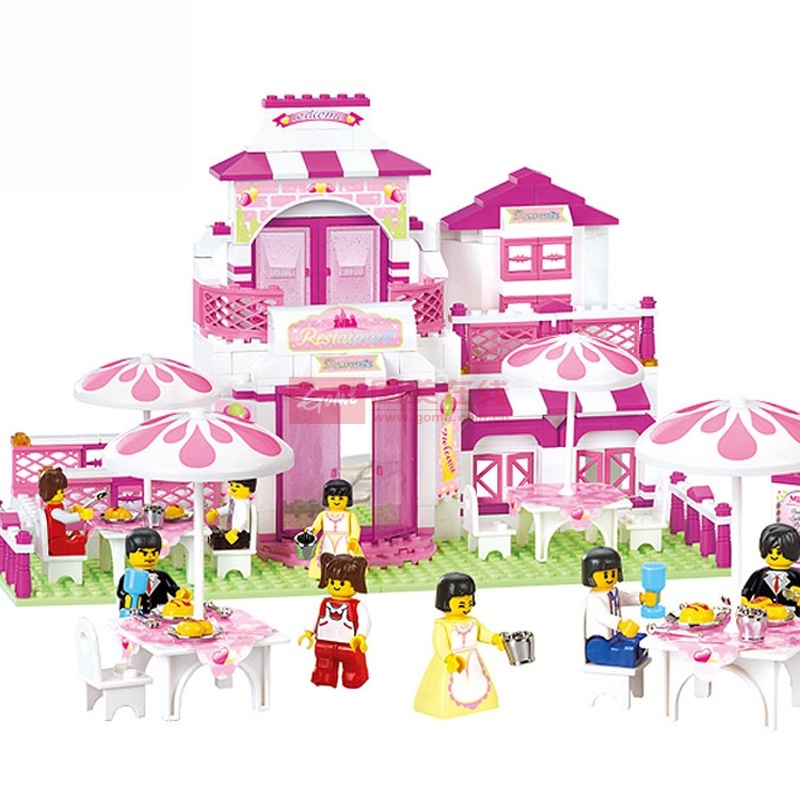 世纪小鲁班浪漫餐厅 梦想餐厅306块积木乐高式拼装积木