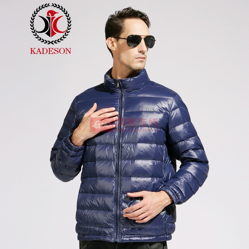 凯德申 2014新款男士立领秋羽绒 轻薄羽绒服保暖外套(宝蓝 175/96a(l)