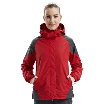 雷诺斯新款秋冬情侣款户外防风保暖滑雪服两件套三合一冲锋衣130A173A(女款大红 3XL/180)