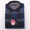 洛兹男装2015专柜新品超感绒格子保暖长袖衬衫(蓝黑格子-G34 39)