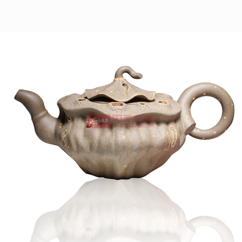 宜兴原矿正品 紫砂壶茶壶 名家范晖 全手工 莲蓬壶图片展示-国美在线