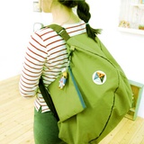 耀点100 韩国多功能可折叠收纳女包单肩包休闲斜跨双肩背包（绿色）（DB3103）