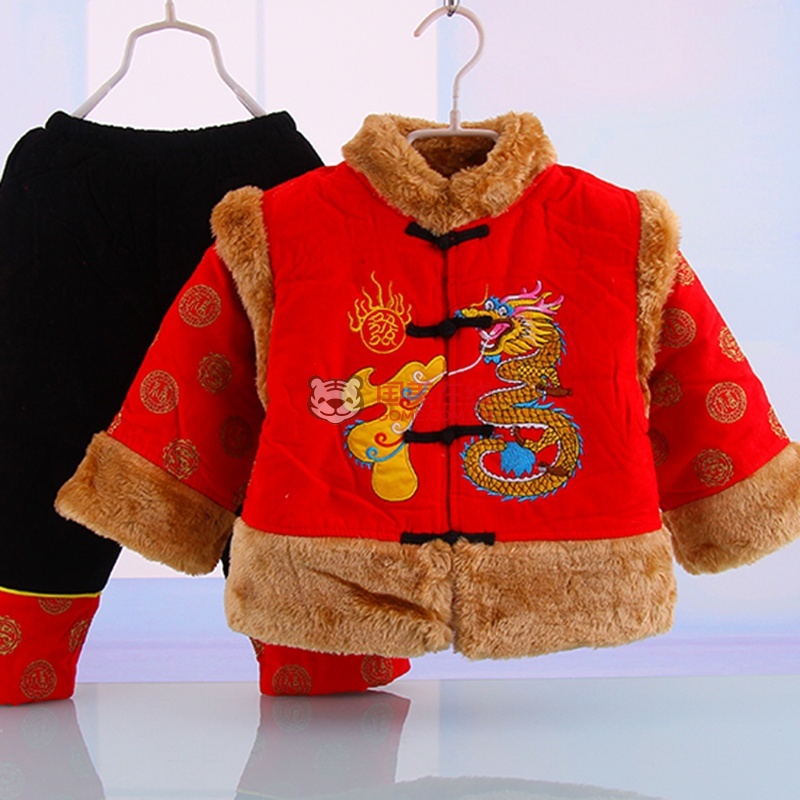 男童新年新年过年唐装套装男宝宝新年户外加厚保暖民族服套装5405