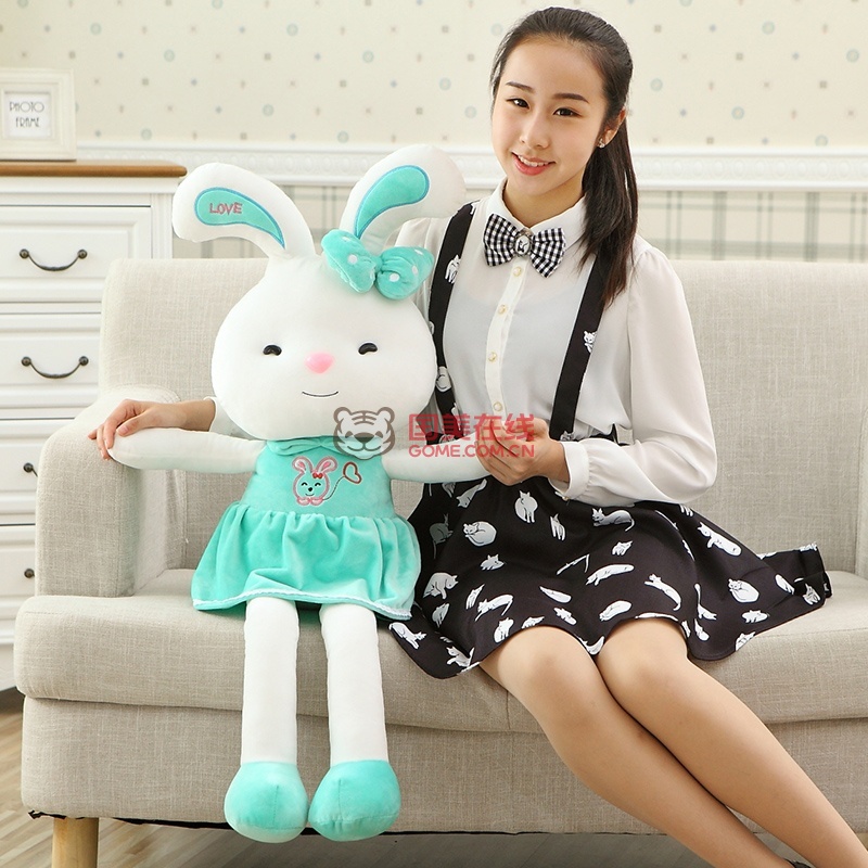 【洛洛公主如图毛绒/布艺绿色40cm】可爱小兔子毛绒玩具兔大号 公仔布