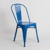 欧式铁皮椅子做旧铁椅餐椅金属椅户外铁皮凳椅铁艺复古工业椅子 (蓝色)