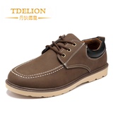 Tdelion2016韩版春秋款商务休闲百搭男鞋 系带男士皮鞋(棕色)