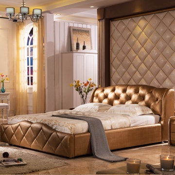 卡菲纳真皮床双人床18米婚床品牌家具fpc008833