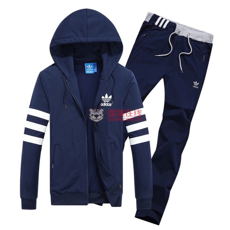【阿迪达斯运动套装图片】阿迪达斯adidas三叶草纯棉男士套装(s2088