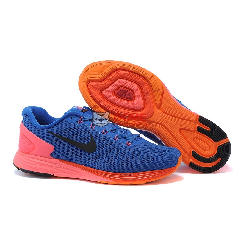 耐克nike 登月 6代 透气网面 男女 运动鞋 跑步鞋 男鞋 女鞋(宝蓝桔黄