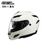 SOL摩托车头盔SM-1双镜片揭面盔冬季全覆式男全盔跑盔安全帽大号(亮白色 M)