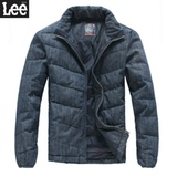Lee秋冬季男士牛仔羽绒服保暖羽绒夹克外套L11913200B76(蓝色 XL)