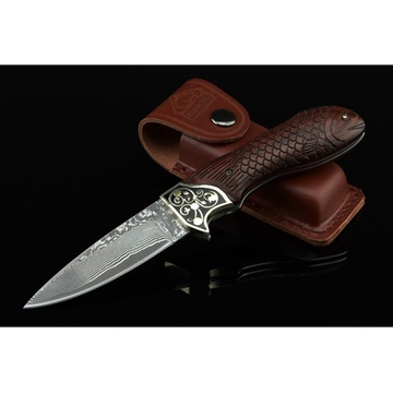 打火机/军刀 spike打火机/军刀 spike 小鱼儿铜头黑檀木雕花鱼鳞纹